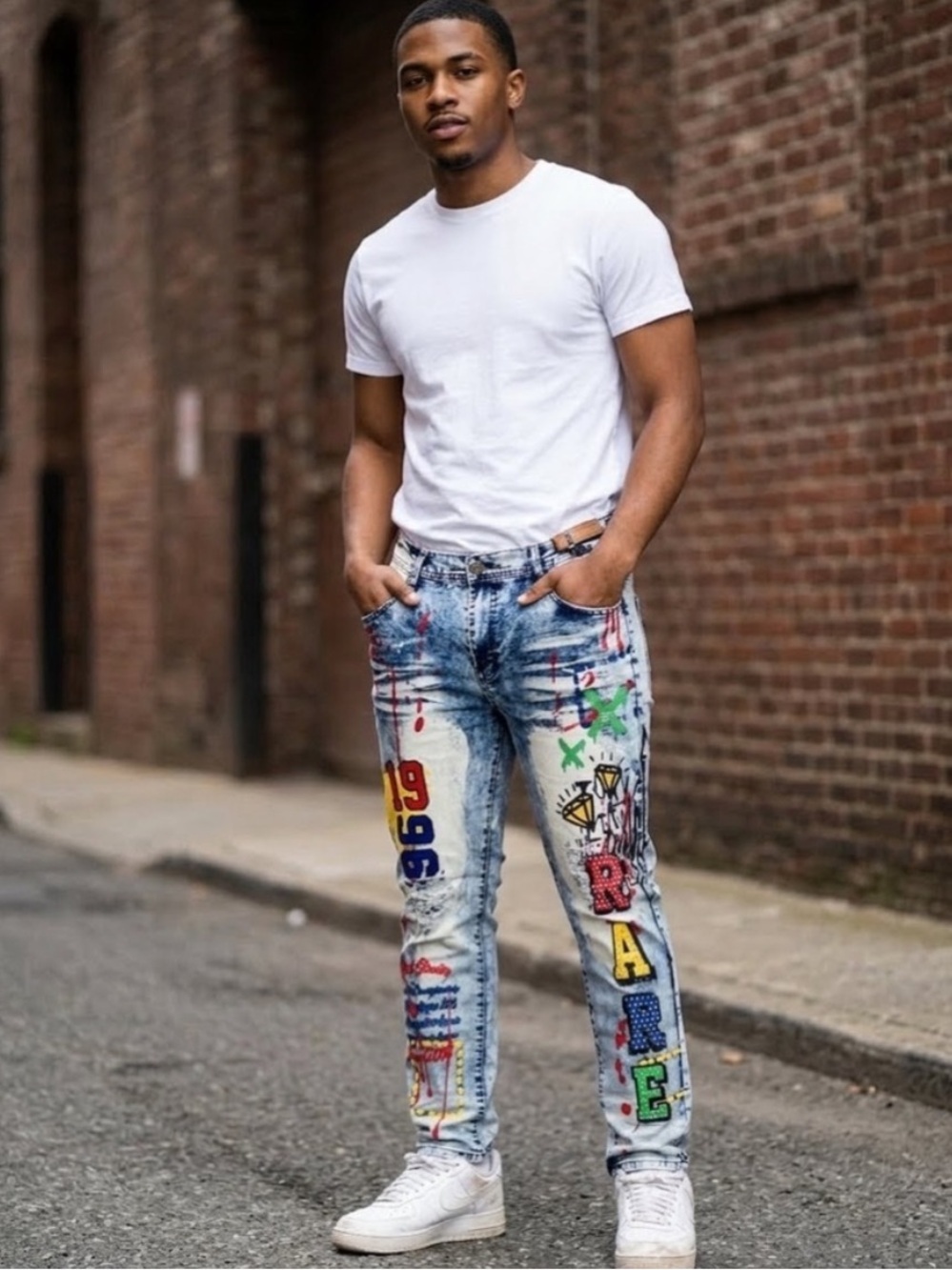 Rue21 Blue Artistic Denim with Graphic Accents